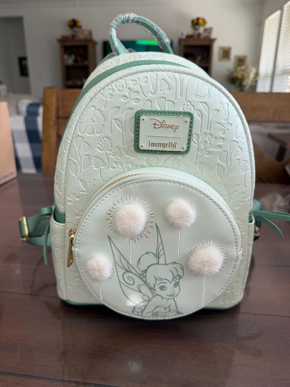 LOUNGEFLY DISNEY PETER PAN TINKER BELL DANDELION POM POM MINI BACKPACK BRAND NEW